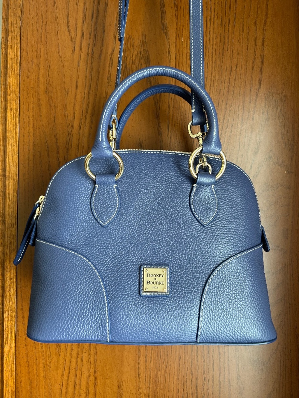Dooney & Bourke Lucca Pebble Leather Satchel with Crossbody Strap Marine Blue